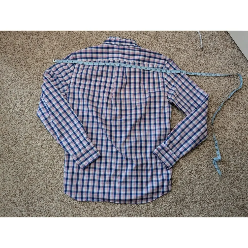 J. CREW Men's Performance, long sleeve; Size medium; Lightweight, Blue Plaid